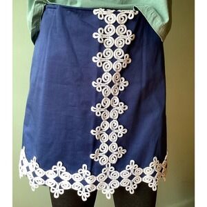 Lilly Pulitzer navy blue with embroidered white lace skirt